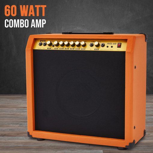Amplificador de Guitarra Electrica LyxPro de 60 Watts, Combo de Estado Solido para Estudio y Escenario con Altavoz de 10” de 4 Ohmios, Controles de EQ Personalizados, Drive, Delay, Entradas Pasivas/Activas/Microfono, Auxiliar y Conector de Audifonos - Caoba - Imagen 3