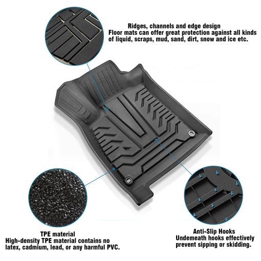Tapetes para Pisos de Automovil Compatibles con Accord 2018 2019 2020 2021 2022, Ajuste Personalizado Negro TPE Proteccion Impermeable Todo Clima Protectores de Pisos delanteros y traseros - Imagen 5
