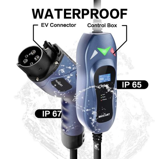 Cargador Portatil para Vehiculos Electricos MUSTART Nivel 2 (240 Voltios, Cable de 25 pies, 25 Amperios), Estacion de Carga de Vehiculos Electricos con Conector NEMA 14-30P - Imagen 3