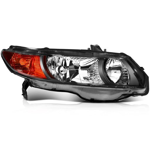 Faros SCITOO Para Honda Civic 2 Puertas Coupe 2006-2011 Carcasas Negras Reflector ambar Lente Clara Lado del Conductor y del Pasajero - Imagen 8