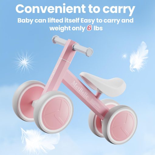 Bicicleta de equilibrio para bebes con iluminacion colorida para ninos y ninas de 1-2 anos, 10-24 meses de empuje de bicicleta de equilibrio para bebes, 4 ruedas primera bicicleta para ninos, regalos de primer cumpleanos para ninos en edad preescolar - Imagen 7