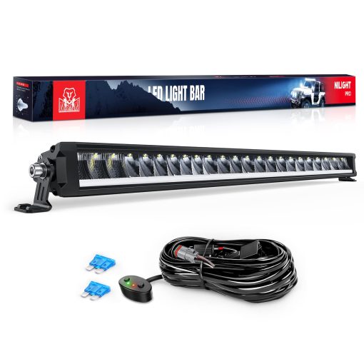 Barra de Luz LED Individual Nilight de 40.3 Pulgadas 165W 17675LM Anti-Glare Flood Spot Combo DRL Fuera de Carretera Slim Luz Bar IP68 con Kit de Cables DT 14AWG para Pickup Truck SUV ATV UTV Barco 4x4 Jeep, Garantia de 5 Anos