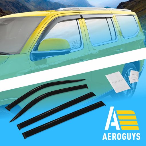 Viseras para ventanas extremadamente duraderas para Jeep Wagoneer 2022-2024, Viseras solares, Viseras de viento, Sombrillas de ventana, Accesorios para autos exteriores - 4 ud. AG0504 - Imagen 8