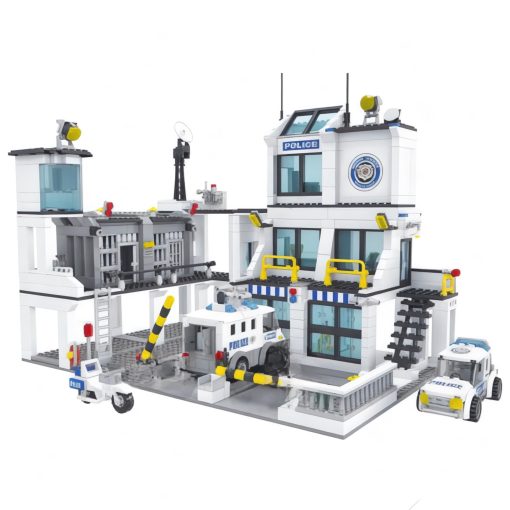 Set de Bloques de Construccion de Estacion de Policia y Carcel General Jim - City Playset de Multiples Niveles con Vehiculos de Policia, Mirador de Guardia y Centro de Comando - Compatible con Principales Marcas de Bloques de Construccion