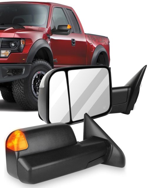 Espejos de Remolque ECCPP para Dodge Ram 1500 2009-10 y Ram 1500 2500 3500 2011-2016 con Luces de Senalizacion Par de Espejos Laterales con Calefaccion Electrica para Lado del Pasajero y Conductor