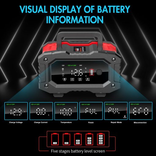 Cargador de Bateria YONHAN 20A 12V/24V LiFePO4 Plomo acido Mantenimiento Automatico de Bateria, Cargador de Bateria para Automovil con Reparacion de Bateria, Modo Invierno, para AGM, STD, Gel, Baterias de Ciclo Profundo - Imagen 5