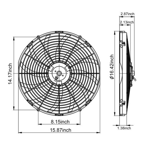 CTOCH Ventilador de Radiador Electrico de 16 pulgadas con Kit de Montaje Universal Reversible de Empuje o Extraccion 12V Alto Rendimiento 3000 CFM Negro - Imagen 5