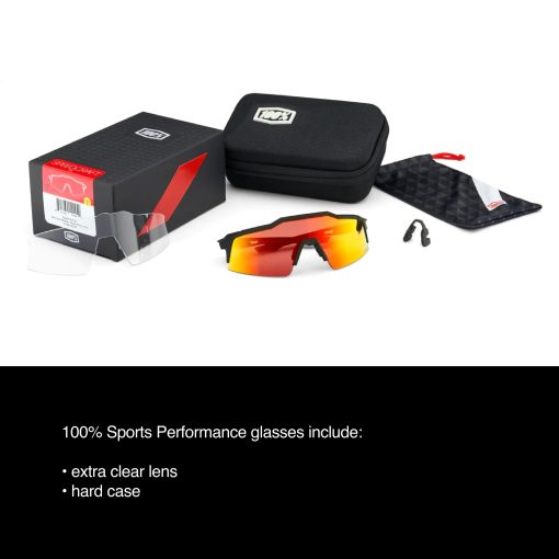 Lentes de rendimiento deportivo para ciclismo 100% SPEEDCRAFT (Gloss Metallic Bora/Matte White - Lente Rojo Espejo de Capa Multiple) - Imagen 7