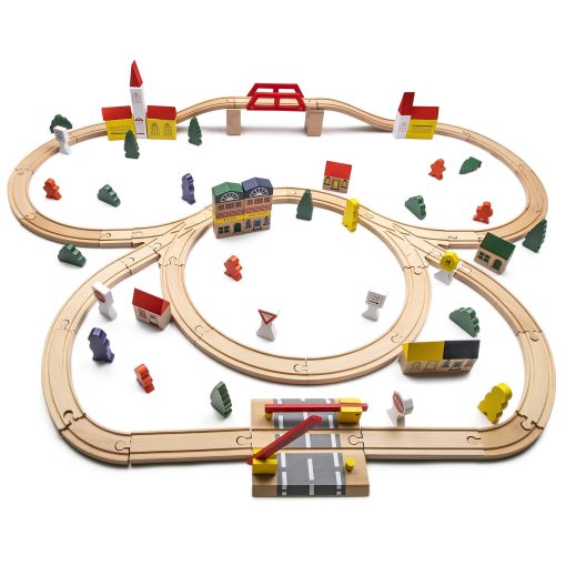 Juego de Tren de Madera Play Build, Juego Completo de Tren para Niños, Juego Interactivo y Educativo, Diseño Creativo de Vias de Tren de Madera, Calidad Premium, Edades 3+ (Conjunto de 100 Piezas) - Imagen 9