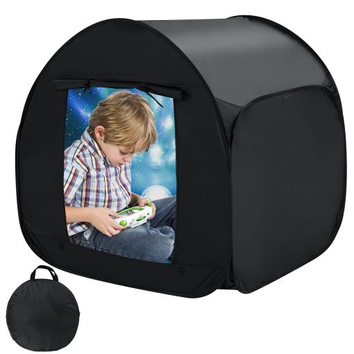 Tienda Sensorial para Ninos, Tienda de Apagon Total en Negro para Ninos, Relajate y Reduce la Ansiedad, Mejora la Concentracion, Tienda de Juego Portatil con Bolsa de Viaje, Rincon de Calma para Ninos
