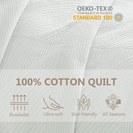 Juego de colchas FineStichery Queen Size, 100% algodon blanco solido colcha, edredon acolchado juego de cama, ropa de cama ligera suave con fundas de almohada para todas las temporadas, 3pcs - Imagen 4