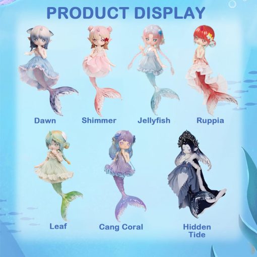 BEEMAI Antu Tidal Secret Language Mermaid Series 6PCs (Set de 6 No Repetidos) 1/12 Figuras de Munecas BJD Lindas Coleccionables Regalo de Cumpleanos - Imagen 2