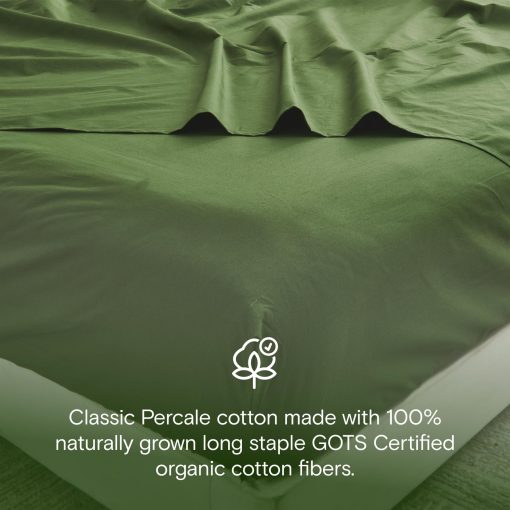 Juego de Sabanas 100% Algodon Organico DOZ by SIJO, Certificado GOTS, Tejido Percale Resistente, Fibra Larga, Transpirable, Acabado Mate, Estilo Hotelero, Duradero, 4 piezas 2 Fundas de Almohada 1 Ajustable 1 Plana (Forest, Full) - Imagen 2