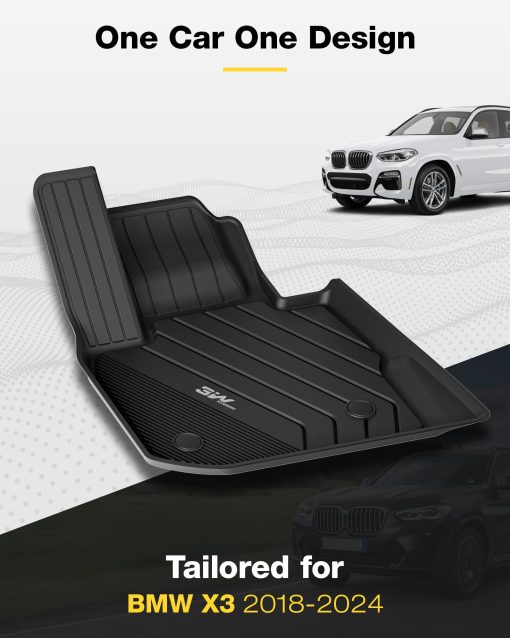 Tapetes de piso 3W 2018-2024 BMW X3 y 2019-2024 X4 & Forro de piso, Accesorios personalizados todo clima TPE para BMW X3/X4 X3 30i X3 M40i X3 30e X3 M BMW X4 M M40i xDrive30i Juego completo de tapetes para automovil, Negro - Imagen 2