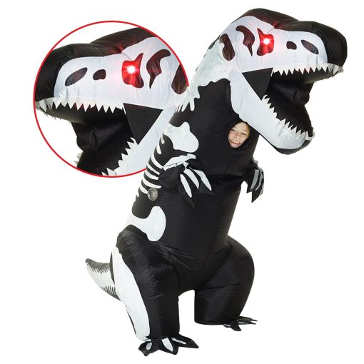 Disfraz de Dinosaurio Inflable con Ojos de Luz LED para Ninos, Disfraz de Esqueleto T Rex para Ninos, Disfraz de Esqueleto de Dinosaurio para Ninos, Disfraz de Trex para Ninos - Imagen 2