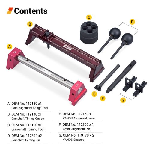 Kit de Herramientas de Alineacion de arboles de Levas para BMW S54 E46 M3 E35 Z3 E85 E86 Z4 (9 Piezas) - Imagen 2