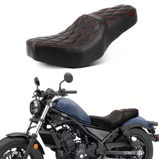 Asiento de una sola pieza para conductor y pasajero con costuras de patron de diamante para Honda Rebel CMX 300 CMX 500 2017 2018 2019 2020 2021 2022 2023