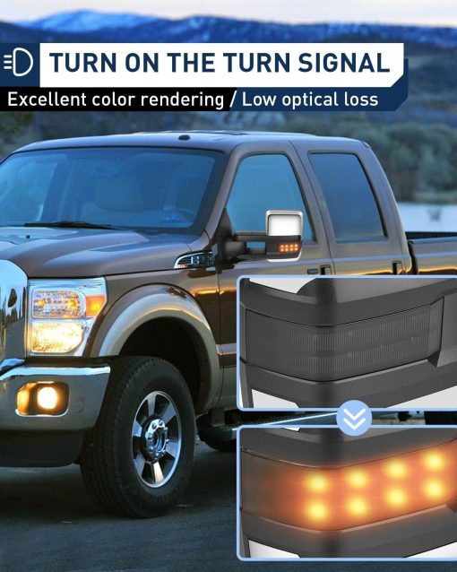 Espejos de remolque ECCPP Par de espejos cromados compatibles con 2003-06 para Chevy Silverado Suburban para GMC Sierra 1500 2500 3500 Tahoe Espejos de remolque # Potencia calefactados Señal de giro Luz de intermitente telescopica Plegado manual - Imagen 5
