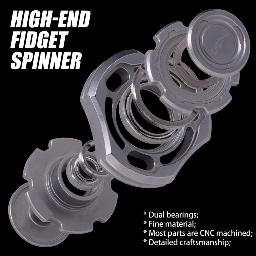 DjuiinoStar High-end Fidget Spinner, Diseño unico de Doble Rodamiento, Mecanizado CNC con Precision (Acero Inoxidable), Juguete Premium EDC DFS-01 - Imagen 2