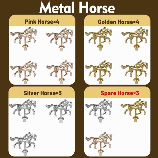 Juego de Mesa de Carreras de Caballos Grande 24" y Juegos de Casino Texas Holdem Blackjack con 14 Caballos de Metal, 100 Fichas, 2 Barajas de Cartas, Boton de Dealer y Ciego, y 5 Dados para Fiestas y Juegos de Azar - Imagen 3
