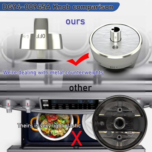 Perillas de Control de cocina mejoradas DG94-00945A para cocina a gas de kitchenaid - Reemplazo de diales? Se ajustan a la parte superior de la gama de gas Samsung - Piezas de superficie de repuesto - Perillas de quemador para horno Samsung, AP5957989 4011502 PS10067150 EAP10067150 (4PCS) - Imagen 2
