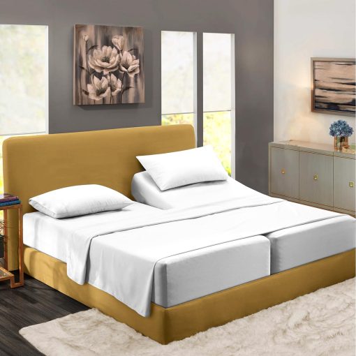 Juego de sabanas 100% algodon Pizuna Pure Split King Blanco, 800 hilos 100% algodon de fibra larga Juego de sabanas Split King para cama ajustable, sabanas con bolsillo profundo de 15 pulgadas (Juego de sabanas de algodon peinado)