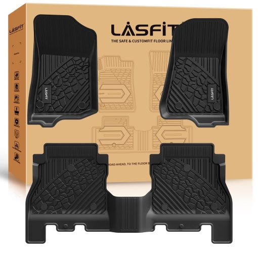 Tapetes LASFIT 2018-2024 para Jeep Wrangler JL Unlimited 4 Puertas (No Compatible con JK o 4XE), Forro de Automovil Todo Clima TPE, Ajuste Personalizado 1ra y 2da Fila, Negro