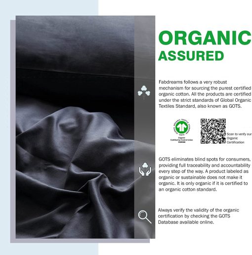 Juego de sabanas en tamaño California King 100% algodon organico de Percale de Fabdreams | 300 hilos | Certificado GOTS | Algodon de fibra larga | Fresco, Crispado y Transpirable | Se ajusta a colchones de hasta 17" de profundidad | Gris Oscuro - Imagen 6