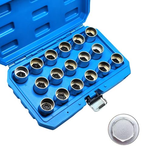 JEUCLEL 17PCS Kit de Llave de Tuerca de Bloqueo de Rueda para Land Rover, Juego de Adaptadores de Llave de Tuerca de Bloqueo de Rueda, Herramienta de Extraccion de Tuerca de Rueda Antirrobo, Removedor de Tornillos Antirrobo - Imagen 2