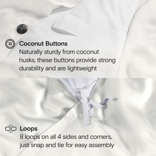 Funda de Edredon SIJO AiryWeight Tencel, 100% Lyocell Derivado de Eucalipto, Super Suave, Las Mejores Sabanas Refrescantes segun Architectural Digest (Marfil, Full/Queen 90"x90") - Imagen 4