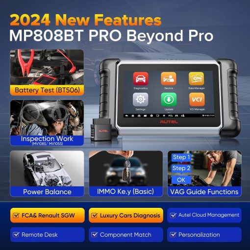 Autel MaxiPRO MP808BT PRO, 2024 ultimo con Actualizacion de 2 Anos ($ 700 de Valor), Codificacion de ECU como MS906 PRO/MS906BT, Herramienta de Escaneo Bidireccional, 30+ Servicios, Diagnostico Completo de OE, Mejora Desde MP808S, FCA SGW, SO 11.0 - Imagen 8