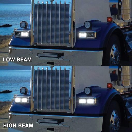 Faros LED de 4x6 pulgadas AUDEXEN 60W [Aprobado por DOT] Compatible con Kenworth T800 T600 Peterbilt 379 Feightliner H4656 H4666 H6545 H4651 H4652, 4 piezas, Cromado - Imagen 7