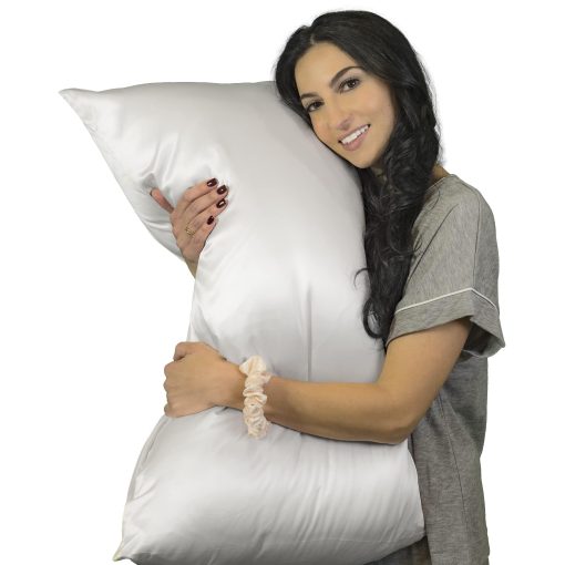 Funda de Almohada de Seda Mulberry Park 30 Momme - Funda de Almohada de Seda Pura para Cabello y Piel, Seda Real de Morera de Grado 6A Tejido Charmeuse Funda de Almohada para Noches de Lujo - 1 Pieza Blanco (King 20'' x 36'') - Imagen 6