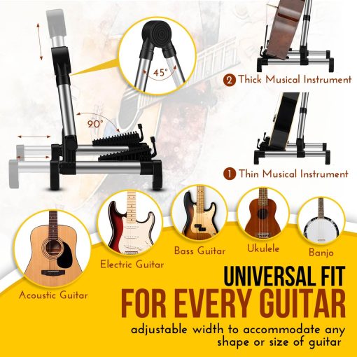 Soporte para Guitarra Plegable Ajustable de Marco en A para Guitarra Acustica Electrica Clasica y Bajo, Violin, Ukulele, Banjo, Mandolina Portatil y Ligero Flexzion - Imagen 4