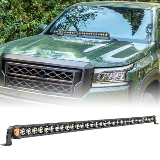 Barra de luz LED JIEPENG de 30 pulgadas 150W Fila unica 15000LM Delgada Barra de luz de conduccion Combo Luz de niebla Super brillante Luz de trabajo impermeable para camioneta ATV UTV SUV