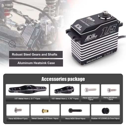 Servo Motor Digital-RC de Alto Torque de 100KG Impermeable - Engranaje de Metal Completo sin Escobillas para Direccion Escala 1/5 para Coche RC 1/5, angulo de Control 180? (A280BHLW(2S)) - Imagen 8