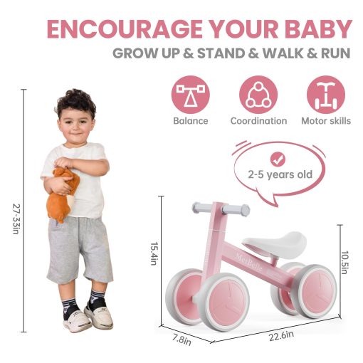 Bicicleta de equilibrio para bebes con iluminacion colorida para ninos y ninas de 1-2 anos, 10-24 meses de empuje de bicicleta de equilibrio para bebes, 4 ruedas primera bicicleta para ninos, regalos de primer cumpleanos para ninos en edad preescolar - Imagen 5