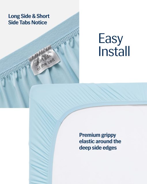 Sabanas Ajustables REST? Evercool?+, Tamano Individual, Azul Claro, 13" Profundo (hasta 15??), Ropa de Cama Transpirable para los que Sufren de Calor y Sudor Nocturno, Sabana con Hilo de Plata Ionic+ Autolimpiante para Piel Sensible - Imagen 3