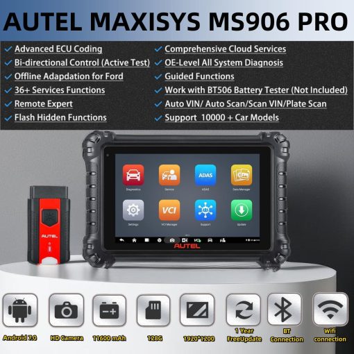 Autel MaxiSYS MS906 Pro Escaner Automotriz Herramienta de diagnostico obd2, 2024 MS906PRO Actualizacion de MK908 MS906BT MS906 MP900, Codificacion de ECU, 36+ Servicios, 3000+ Bidireccionales, FCA SGW, CAN FD/DoIP - Imagen 2
