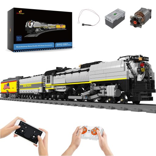 JMBricklayer Juego de Trenes Bloques de Construccion Kit, Tren de Vapor UP844 Control Remoto con Luces 51112, Juego de Construccion de Trenes Modelo para Adultos, Regalos de Trenes de Navidad para Adolescentes 14+, 3357 Piezas