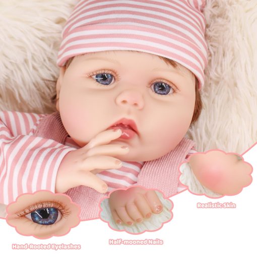 Munecas de bebe reborn de Katemily - Muneca de bebe realista suave y linda de 22 pulgadas con caja de regalo para ninos de 3 anos en adelante - Imagen 2