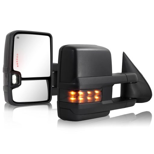 Espejo de Remolque para Silverado Sierra - Compatible con Chevy Silverado GMC Sierra 1999-2002 Espejo de Remolque con Cristal Calefactado Ajustable con Senal de Giro Luz de Respaldo Espejo Lateral Extensible Par