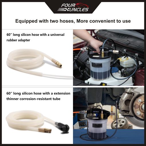 FOUR UNCLES Kit de Sangrado de Frenos al Vacio de 2L - Kit de Sangrado de Frenos al Vacio con Extractor de Fluido de Frenos de 2L y Botella de Relleno de 1L - Imagen 2