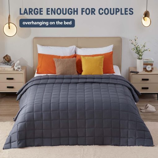 Manta ponderada Yescool para adultos (20 lbs, 88? x 104?, Gris) Manta pesada refrigerante para dormir perfecta para 190-210 lbs, Tamano Queen, Manta transpirable con cuentas de vidrio premium, Lavable a maquina - Imagen 3
