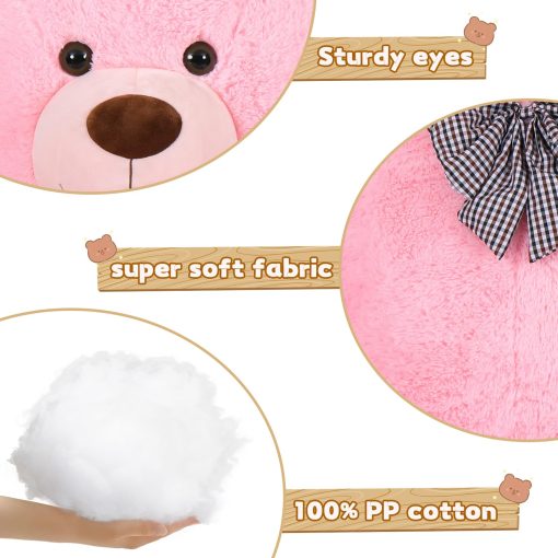 Peluche oso de peluche gigante Toys Studio, 59 pulgadas en color rosa, regalo de juguete para novia e hijos en Navidad, cumpleanos y Dia de San Valentin - Imagen 3