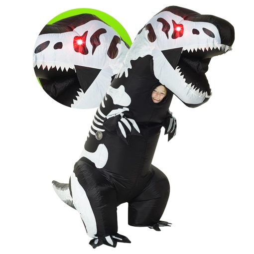 Disfraz de Dinosaurio Inflable con Ojos de Luz LED para Ninos, Disfraz de Esqueleto T Rex para Ninos, Disfraz de Esqueleto de Dinosaurio para Ninos, Disfraz de Trex para Ninos