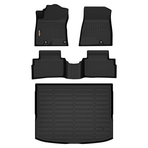 Juego de alfombrillas para piso de coche todo clima y protector de carga para 2023 2024 Kia Niro Plug-in Hybrid (PHEV), Juego de alfombrillas para la fila delantera, 2da fila y para la carga para Kia NIRO Plug-in Hy TPE Liners de goma Accesorios Alfombrilla para el maletero de Binmotor