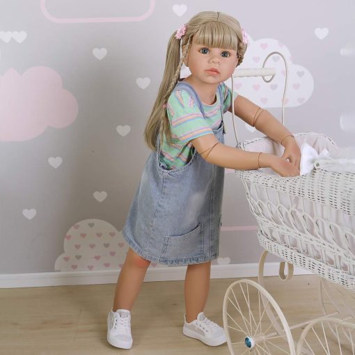 Muneca Realista de Muneca Renacida de Nina con Cabello Largo Rubio de 39 Pulgadas de Altura de Cuerpo Completo de Vinilo con Articulaciones de Bolas - Imagen 5