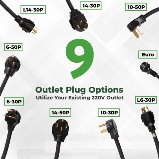 Cargador de Vehiculo Electrico (EV) Nivel 2 Primecomtech Amperaje Ajustable (10Amp - 16Amp - 20Amp - 24Amp - 32Amp) Cable de 30 pies EVSE Hibrido Enchufable (50 FT, 10-30P) - Imagen 4