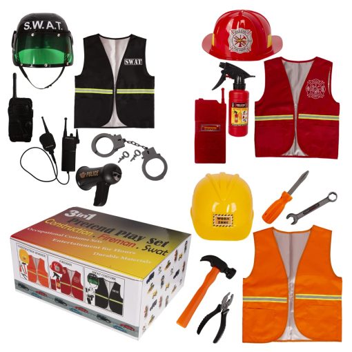 Disfraz de Construccion para Ninos - Gorra y Chaleco de Construccion - Accesorios de Disfraz para Ninos (3 Sets de Disfraces - Disfraz de Construccion, Swat y Bombero) - Imagen 7